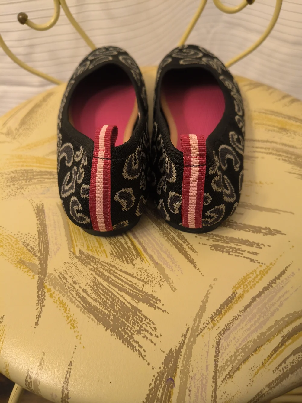 Black Patterned Ballet Flats with Pink Insole by LifeStride
